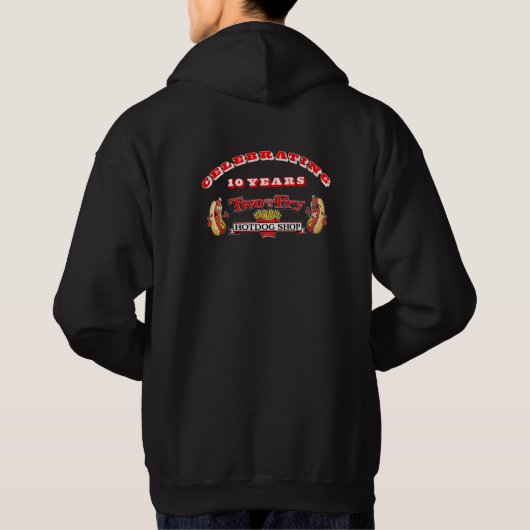 10 jaar twee en een friet hoodie (Achterkant)
