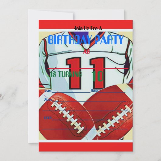 10 jaar Uitnodiging tot geboorte van Football (Voorkant)