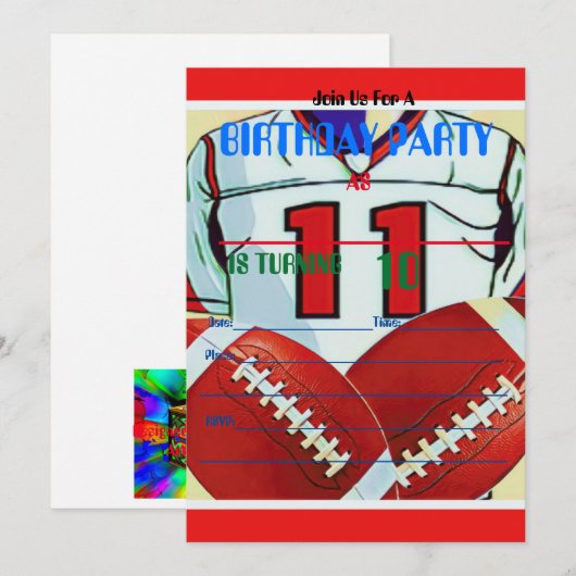 10 jaar Uitnodiging tot geboorte van Football (Voorkant / Achterkant)