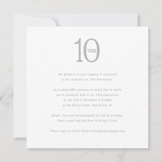 10 jaar uitnodigingen van de partij ter gelegenhei (Achterkant)