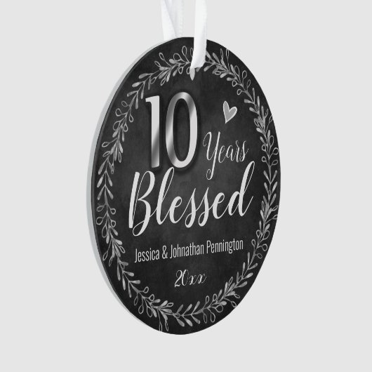 10 jaar verbrijzelde bruiloft Jubileum Ornament (voorkant)