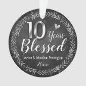 10 jaar verbrijzelde bruiloft Jubileum Ornament (voorkant)