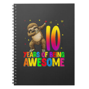 10 Jaar Verjaardag Luiaard Dabbing 10e Verjaardag  Notitieboek