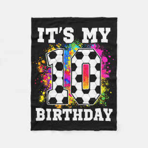 10 Jaar Verjaardag Voetbal Thema Het Is Mijn 10e V Fleece Deken