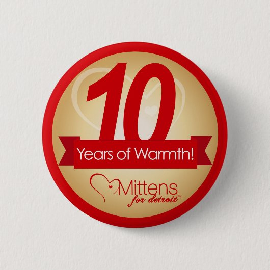 10 jaar Warmte met Mittens voor Detroit Pin Ronde Button 5,7 Cm (Voorkant)
