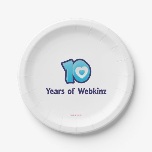 10 jaar Webkinz-Logo Papieren Bordje (Voorkant)