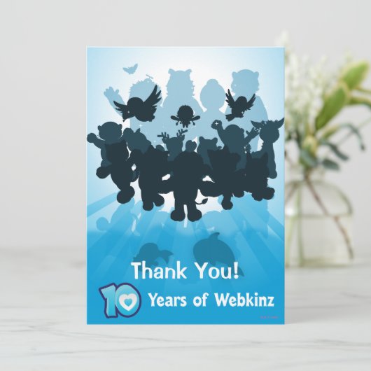 10 jaar Webkinz Silhouette Bedankkaart (Staand voorkant)
