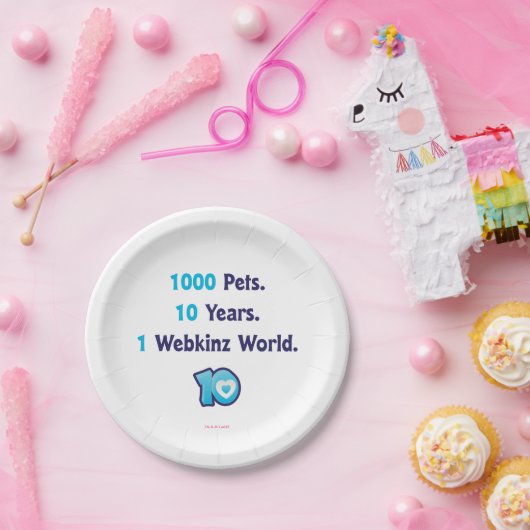 10 jaar Webkinz Stats Papieren Bordje (Feest)