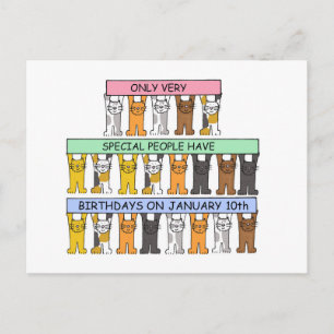 10 januari Verjaardag Schattigee Cartoon Briefkaart