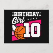 10-jarig basketbalfeestje 10e verjaardag meisje briefkaart (Voorkant)