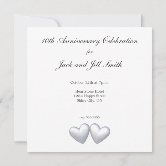 10-jarig jubileum blikken harten kaart (Achterkant)