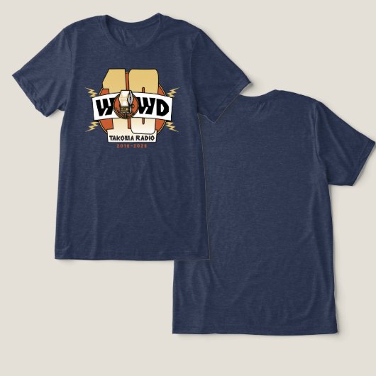 10-jarig jubileum bliksem Tri-Blend shirt (Ontwerp Voorkant & Achterkant)