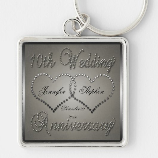 10-jarig Jubileum geborsteld Sleutelhanger (Voorkant)