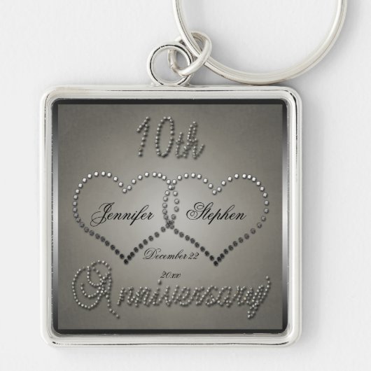 10-jarig Jubileum geborsteld Sleutelhanger (Voorkant)