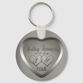 10-jarig Jubileum geborsteld Sleutelhanger