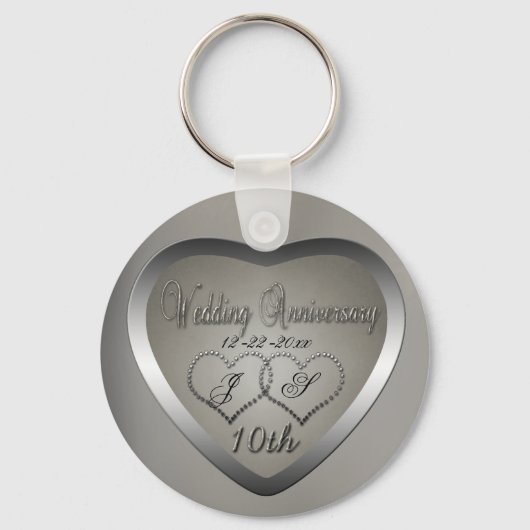 10-jarig Jubileum geborsteld Sleutelhanger (Voorkant)