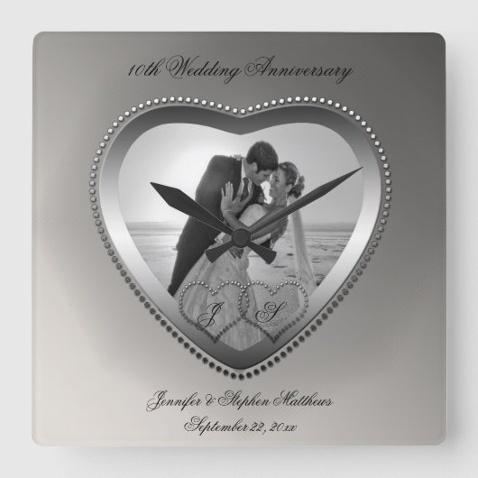 10-jarig Jubileum geborsteld Vierkante Klok (Voorkant)