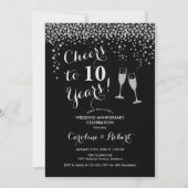 10-jarig jubileum - Proost op 10 jaar Zilver Zwart Kaart (Voorkant)