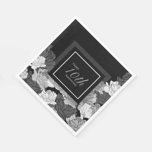 10-jarig jubileum Zilver, Zwart en Wit Servet (Hoek)