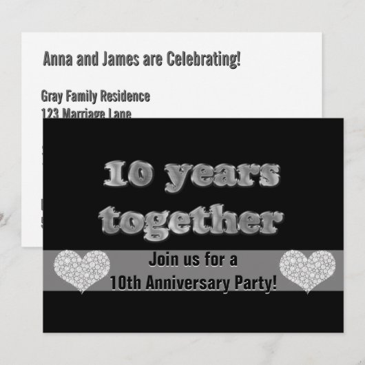 10-jarig jubileumfeest | 10 jaar samen kaart (Voorkant / Achterkant)