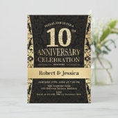10-jarig jubileumfeest - Goud Zwart Kaart (Staand voorkant)