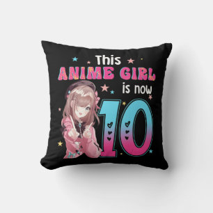 10-jarig meisje Kawaii Gifts Anime Girl 10th Bir Kussen