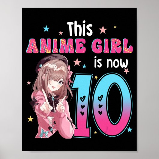 10-jarig meisje Kawaii Gifts Anime Girl 10th Bir Poster (Voorkant)