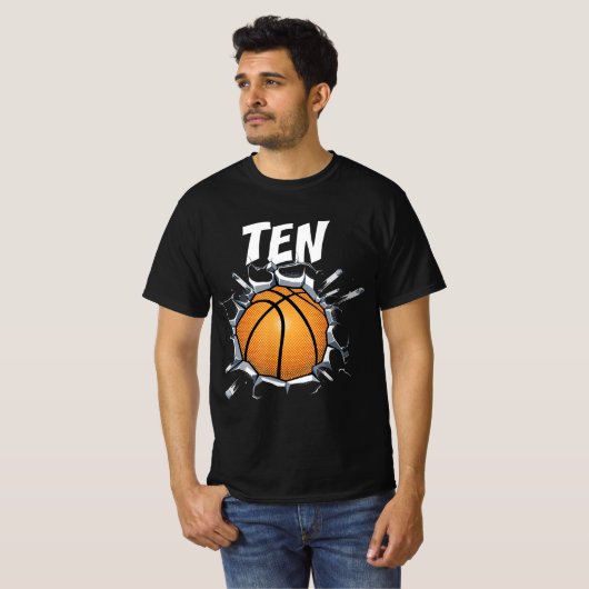 10-jarige Basketball Birthday Party 10th Boy T-shirt (Voorkant volledig)