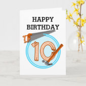 10-jarige bouwer maakt verjaardagsontwerp kaart (Gele Bloem)