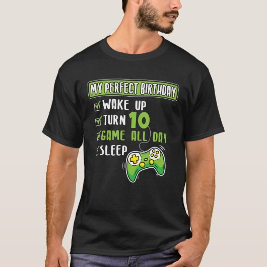10-jarige gamer-jongen 10e Perfect Birthday Party T-shirt (Voorkant)