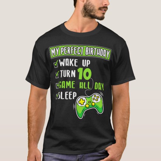 10-jarige gamer-jongen 10e perfecte verjaardag t-shirt (Voorkant)