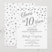 10-jarige huwelijksverjaardag - Wit & Zilver Kaart (Voorkant / Achterkant)