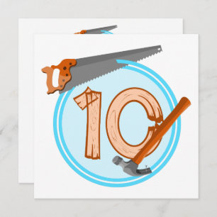 10-jarige jongen bouwt gereedschap verjaardagsontw kaart