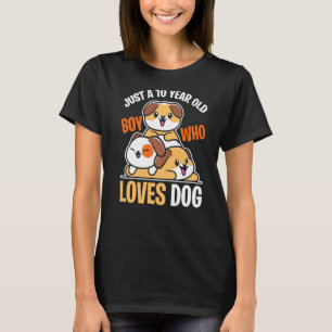 10-jarige jongen die dol is op honden Puppy Kind 1 T-shirt