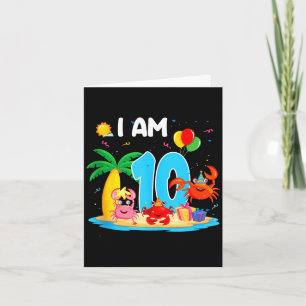 10-jarige krabbenliefhebber 10e krab thema strand kaart