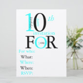 10-jarige verjaardagsuitnodiging kaart (Staand voorkant)