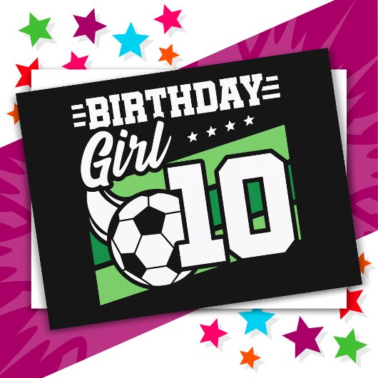 10-jarige Voetbal 10e Verjaardag Meisje Briefkaart