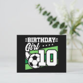 10-jarige Voetbal Voetbal 10e Verjaardag Meisje Briefkaart (Staand voorkant)