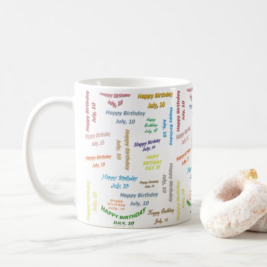 10 juli verjaardagsmok koffiemok (Met donut)