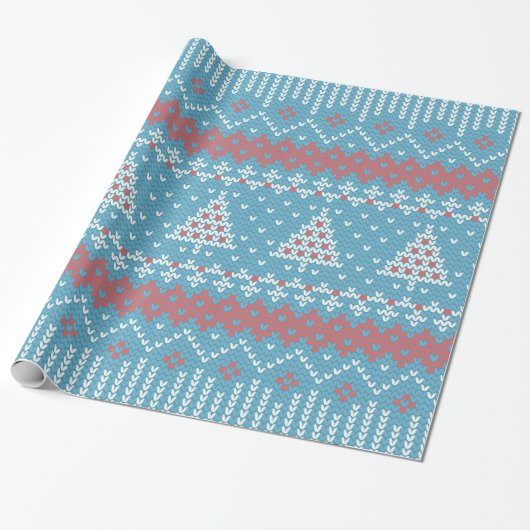 10 kerstbomen blauw ID208 Cadeaupapier (Uitgerold)