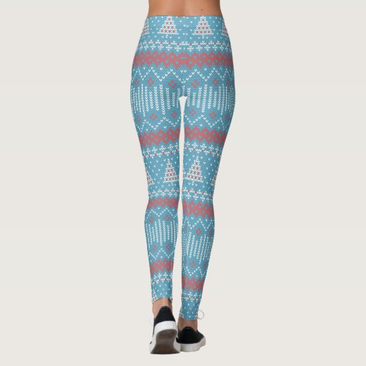 10 kerstbomen blauw ID208 Leggings (Achterkant)