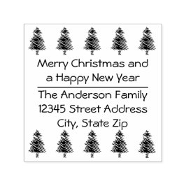 10 Kerstbomen - Vierkante Zelfinktstempel Zelfinktende Stempel