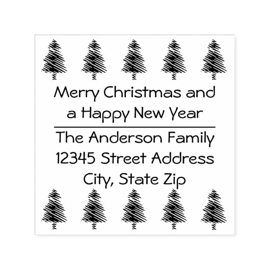 10 Kerstbomen - Vierkante Zelfinktstempel Zelfinktende Stempel (Design)