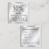 10% korting Logo Haar make-up Glitter Silver Afsprakenkaartje (Voorkant / Achterkant)