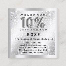 10% korting Logo Haar make-up Glitter Silver Afsprakenkaartje