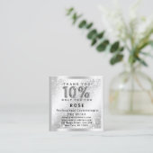 10% korting Logo Haar make-up Glitter Silver Afsprakenkaartje (Staand voorkant)