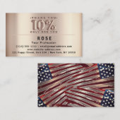 10% korting op Logo Dank Roos Amerikaanse vlaggen Afsprakenkaartje (Voorkant / Achterkant)