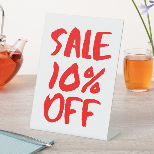 10% korting op verkoopbord in de detailhandel, bor reclamebord met voetstuk (Insitu)