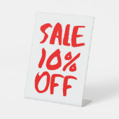 10% korting op verkoopbord in de detailhandel, bor reclamebord met voetstuk (Voorkant)