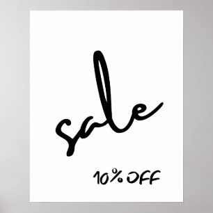 10% korting op verkoopteken, boutique zwart-wit ve poster
